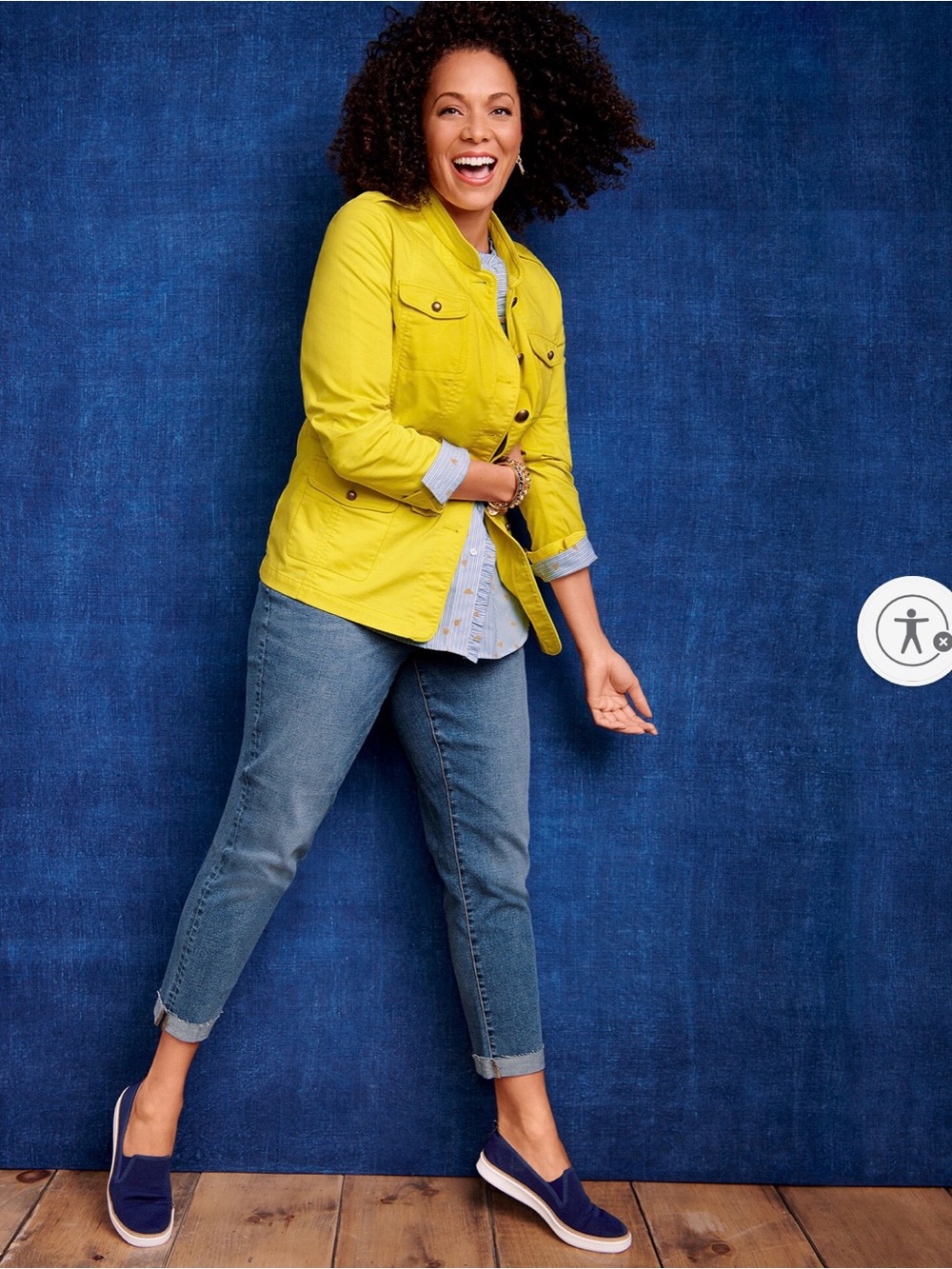 Talbots Petites 12P Yellow Military Piped Utility Twill Jacket Button Front